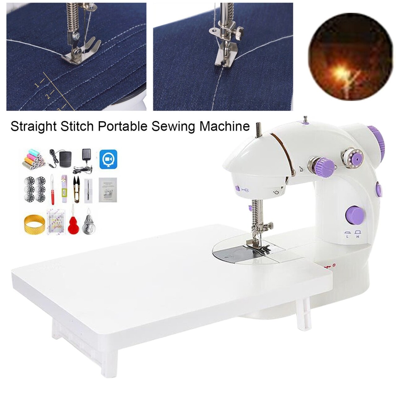 Mini Portable Sewing Machine With Light Thread Cutter Two Speeds Small Household Sewing Machine Set For Beginners Kids